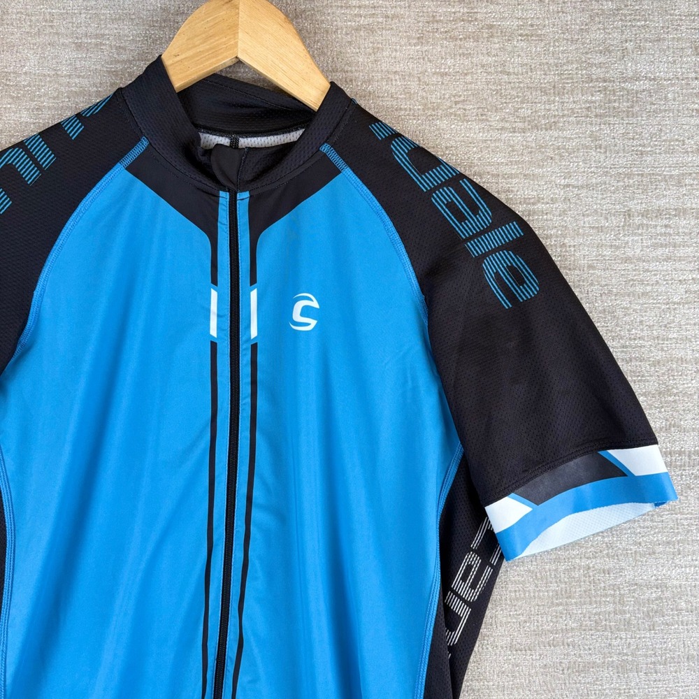 Cannondale SM125 Cycling Jersey Mens Small Blue Black Full Zip Short Sleeve